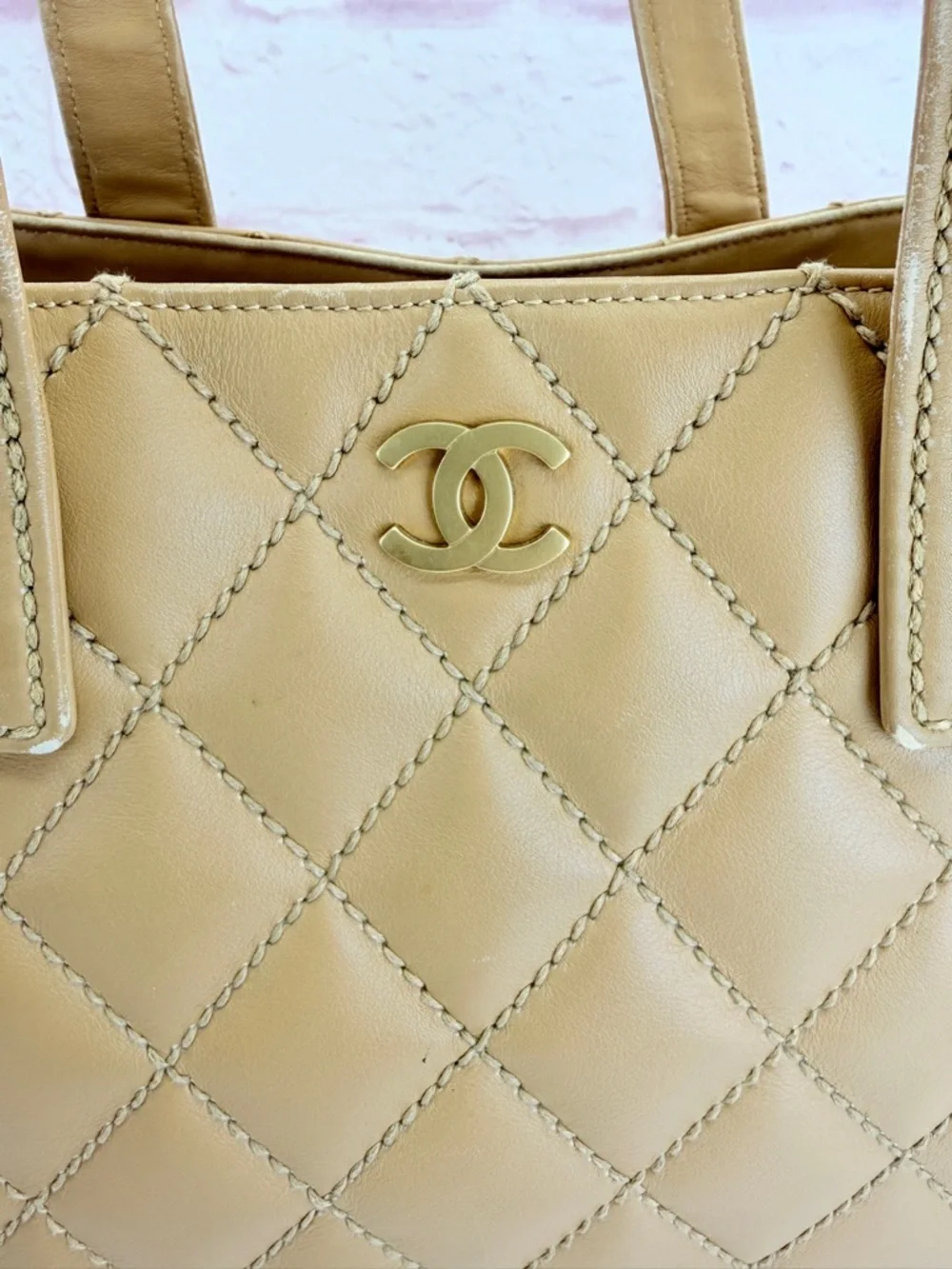 CHANEL Quilted Wild Stitch Tan Calfskin Leather Tote - Picture 4 of 16
